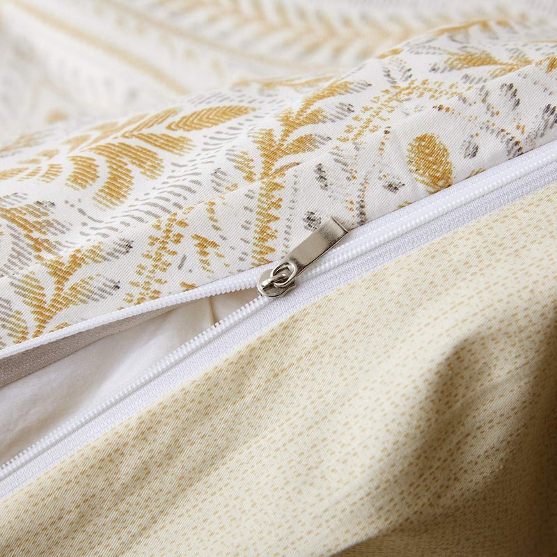 FADFAY Duvet Cover Set Queen Size Paisley Bedding 100% Cotton Ultra Soft Gold Classy Luxurious Bedding with Hidden Zipper Closure 3 Pieces, 1Duvet Cover & 2Pillowcases - Image 3